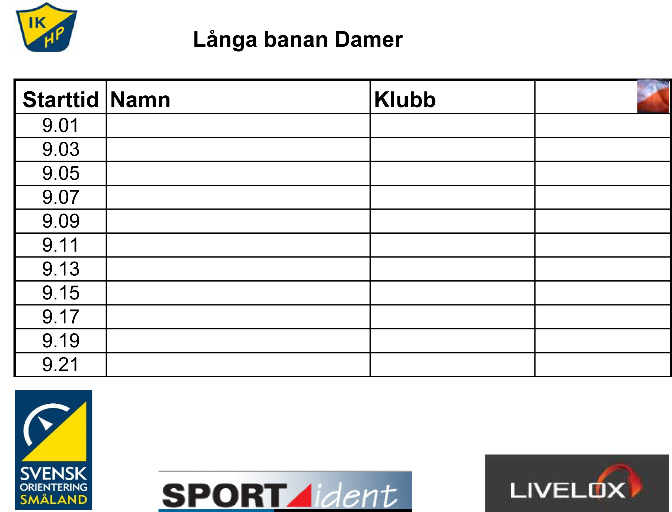 Startlistor 10.00